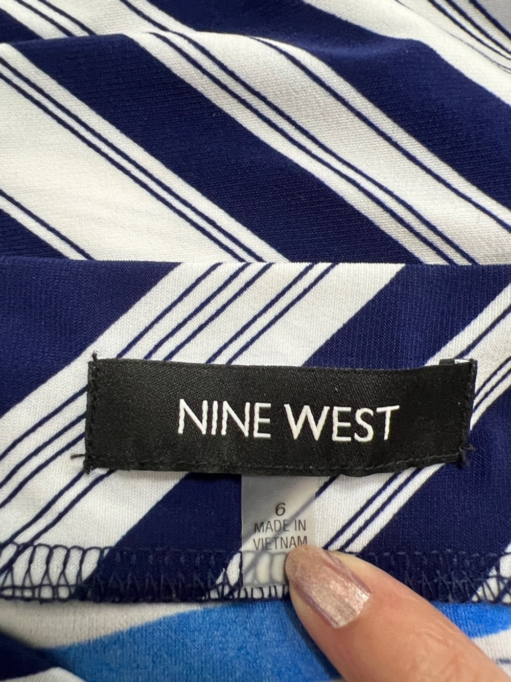 Nine West Blue, Navy and White Striped Cold-Shoulder Maxi Dress - Picture 4 of 4